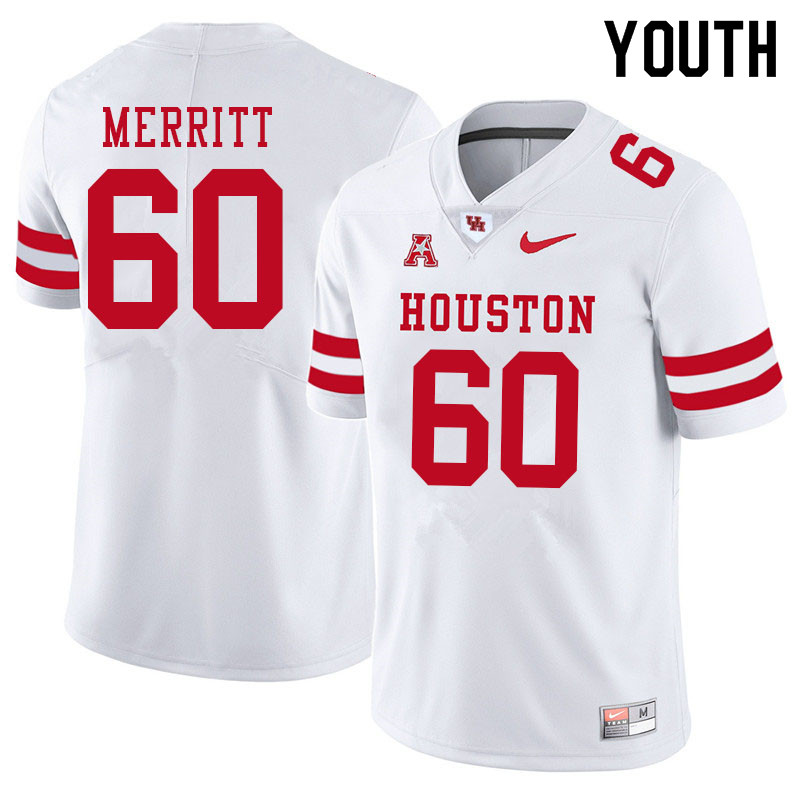 Youth #60 Brian Merritt Houston Cougars College Football Jerseys Sale-White - Click Image to Close